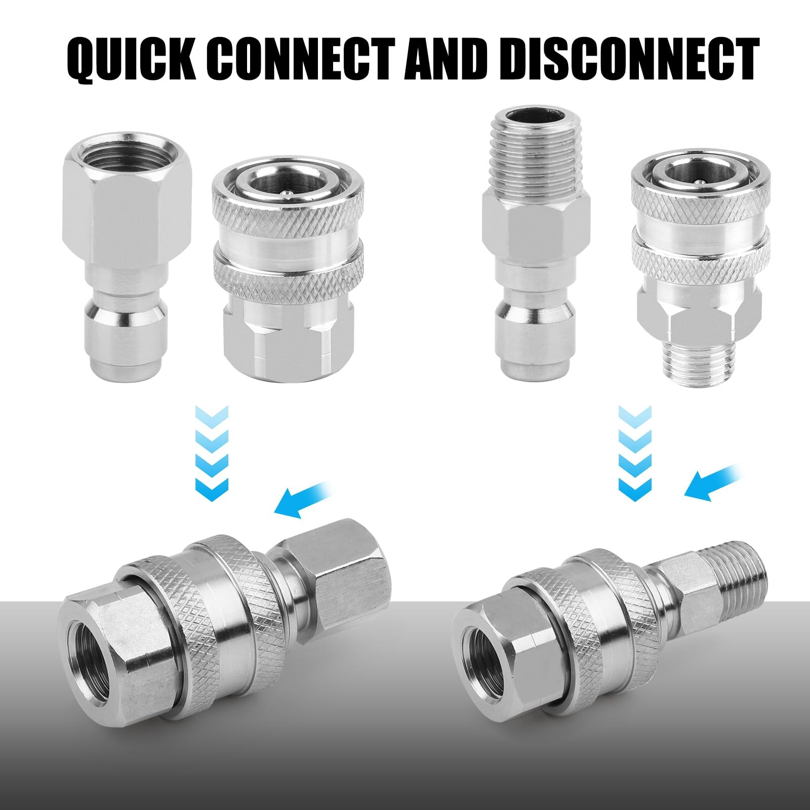 2 PCS Pressure Washer Coupler NPT 1/4 Inch Quick Connect Plug Adapter Kit