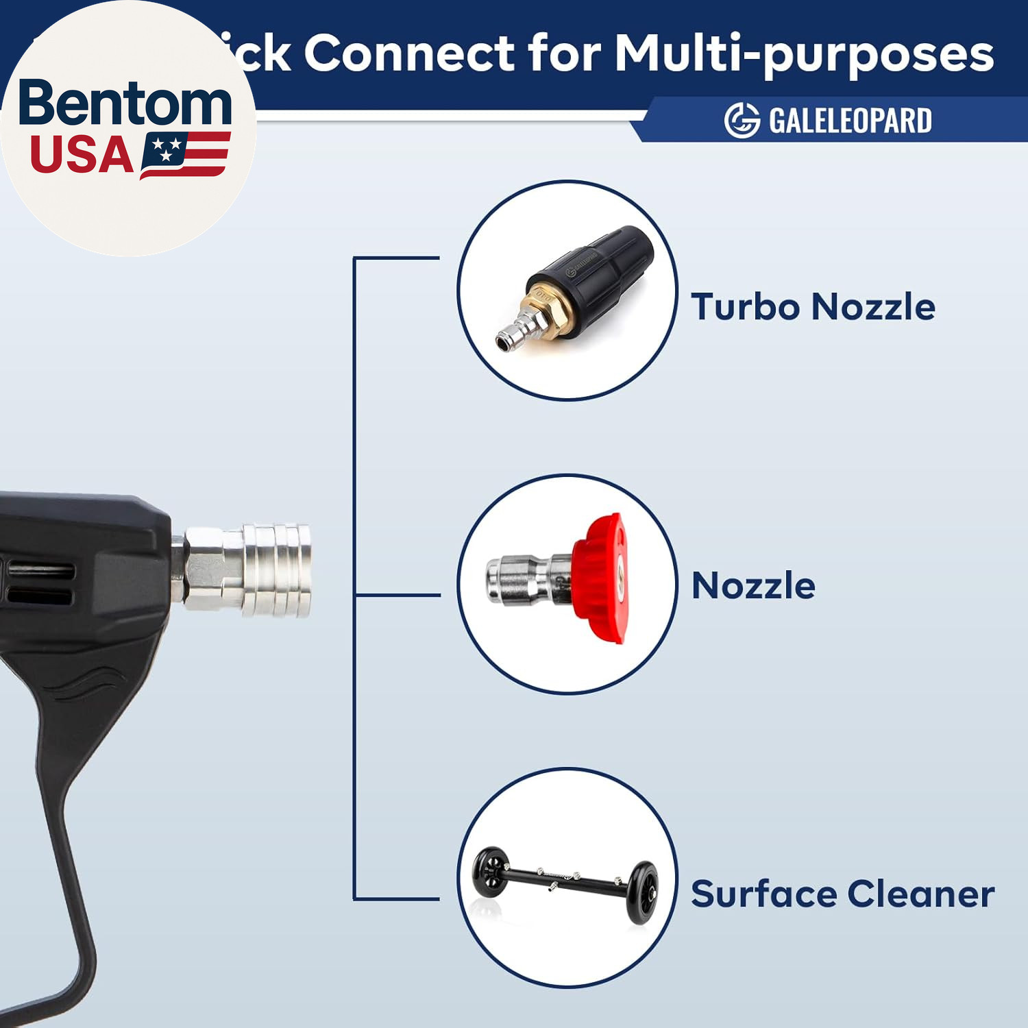 Short Pressure Washer Gun with 1/4″ Quick Connector, 4350 PSI High Pressure Wash
