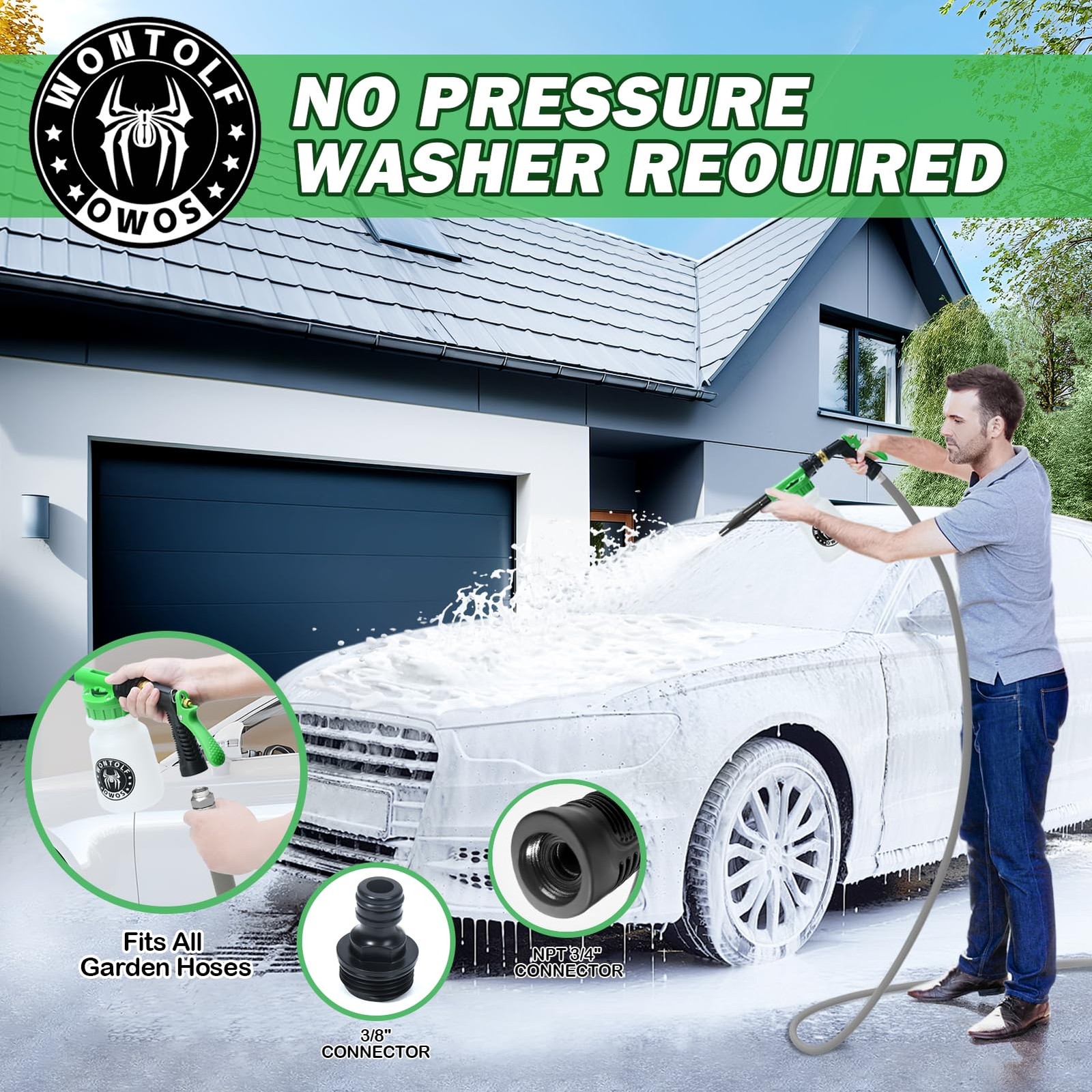 Car Wash Foam Gun Foam Cannon Sprayer Kit with Car Wash Soap, Microfiber Car …