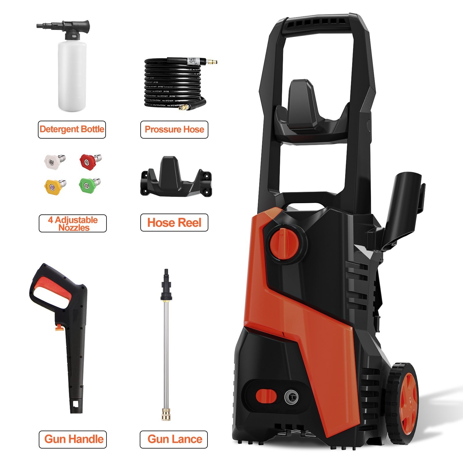 Pressure Washer 4200PSI 2.5GPM, 4 Nozzles, Stainless Steel Lance, for Car Wash