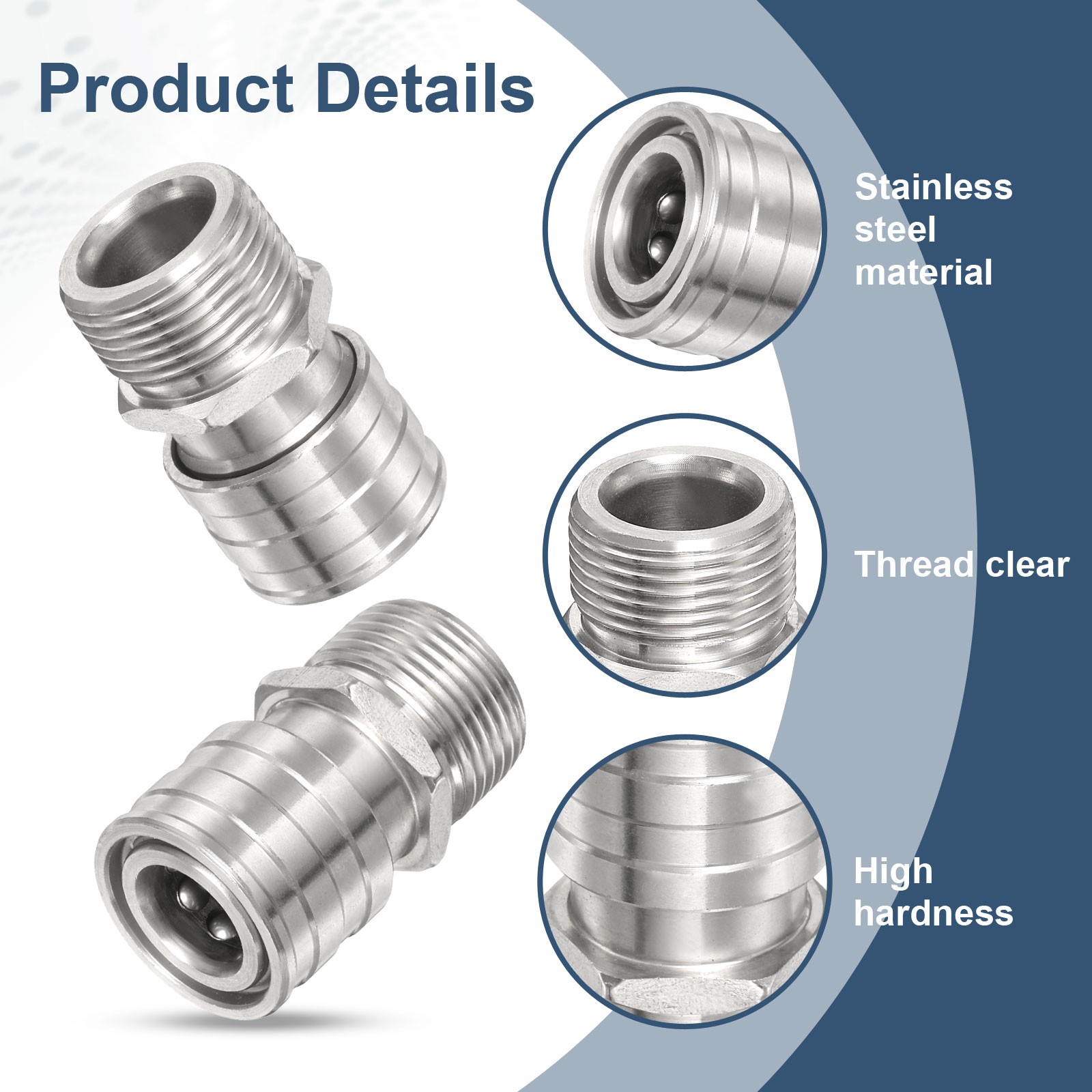 2Pcs Pressure Washer Adapter 1/4″ Female Quick Plug to M22 14mm Male