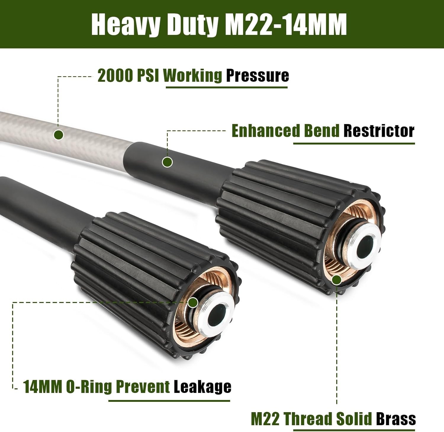 Pressure Washer Hose for Ryobi Power Replacement 20 Feet, White