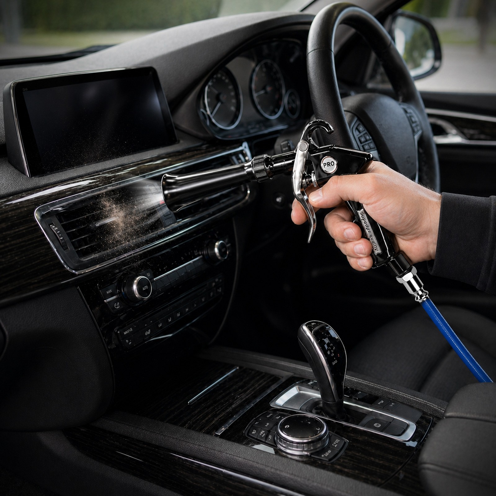 Air Blow Gun Auto Detailing High-Pressure Car Interior Cleaning Tool w/ Adapter