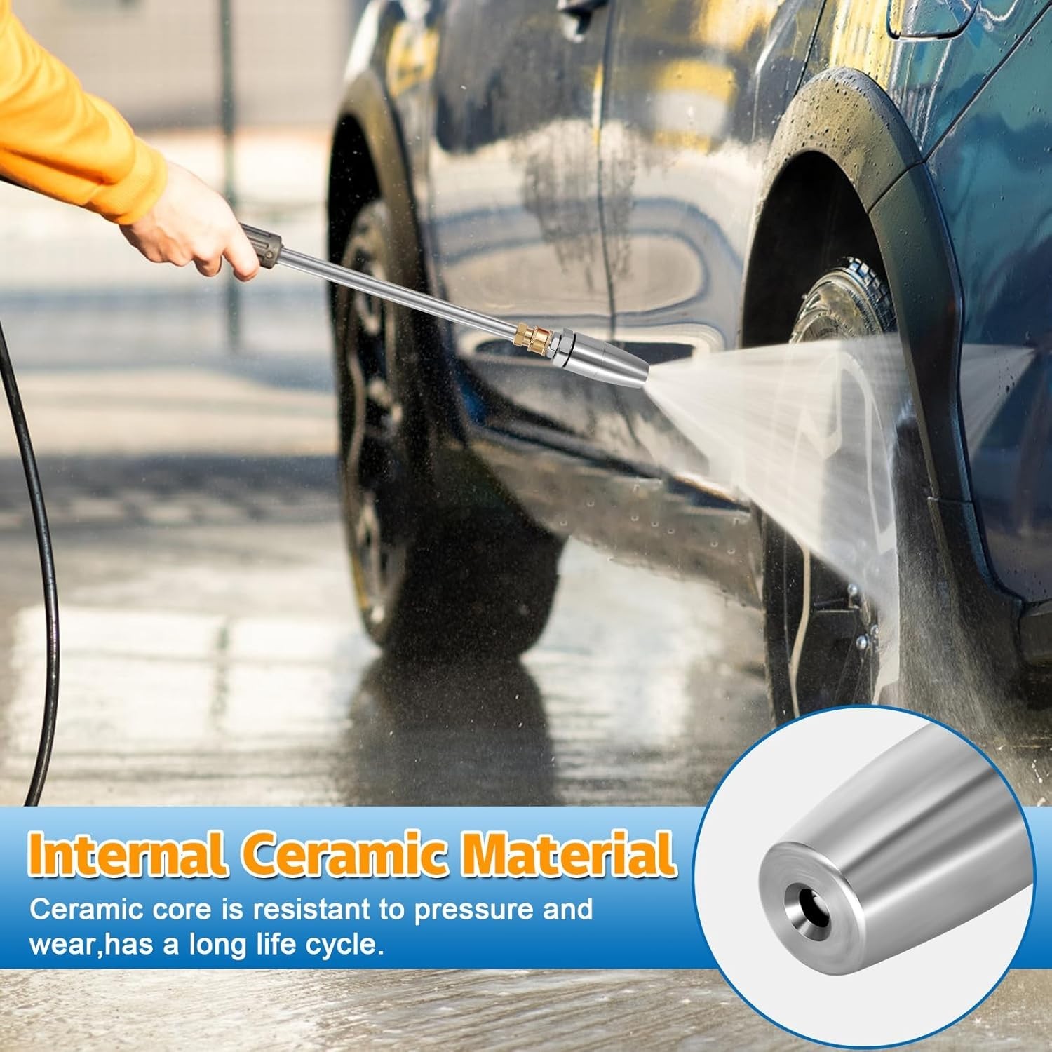 Stainless Steel Turbo Nozzle Pressure Washer, 360° Rotating Pressure Washer T…