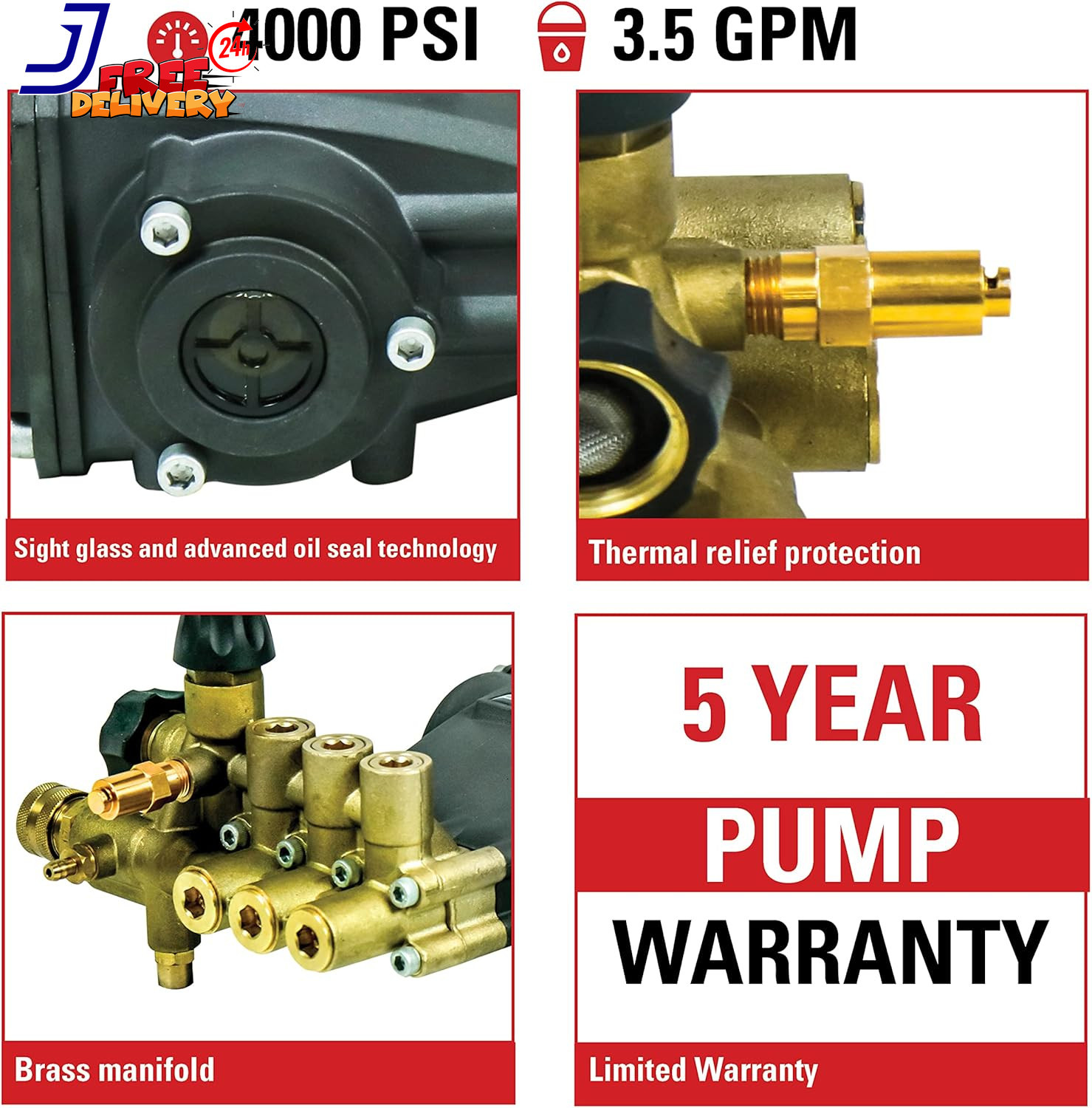 AAA 90039 Horizontal Triplex Plunger Replacement Pressure Washer Pump Kit