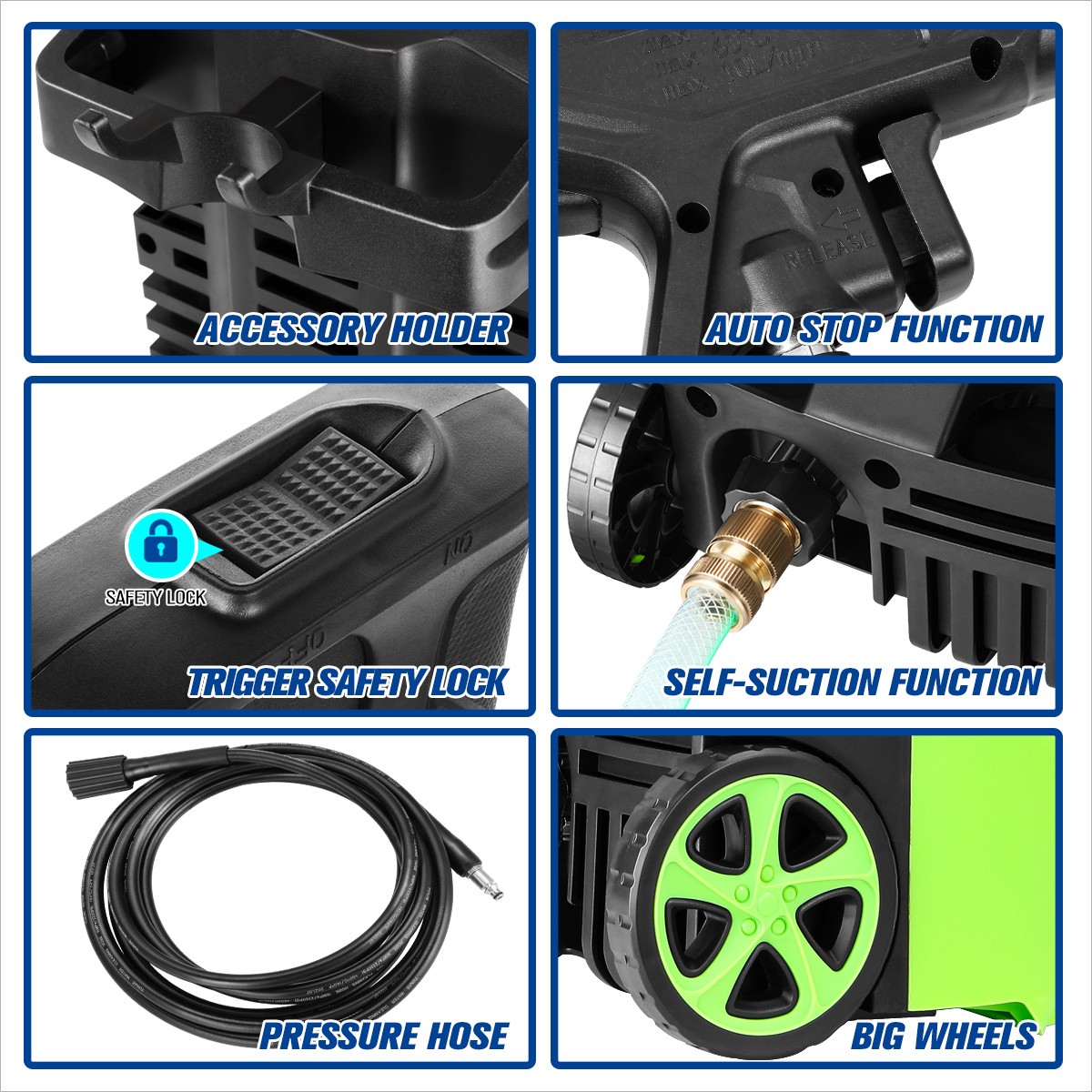 1813 PSI 1.45 GPM High-Pressure Electric Power Cleaner Car Washer Machine Green