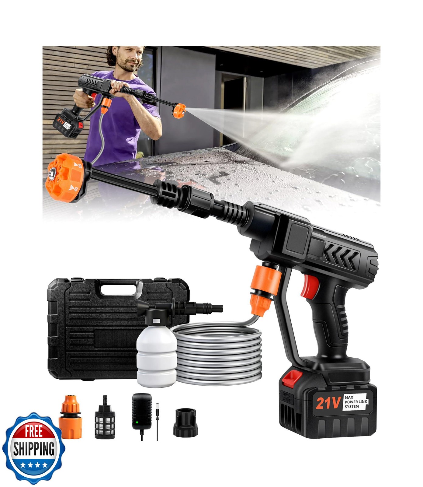 KimPump Cordless Pressure Washer Battery Operated, 500 PSI Cordless Power Was