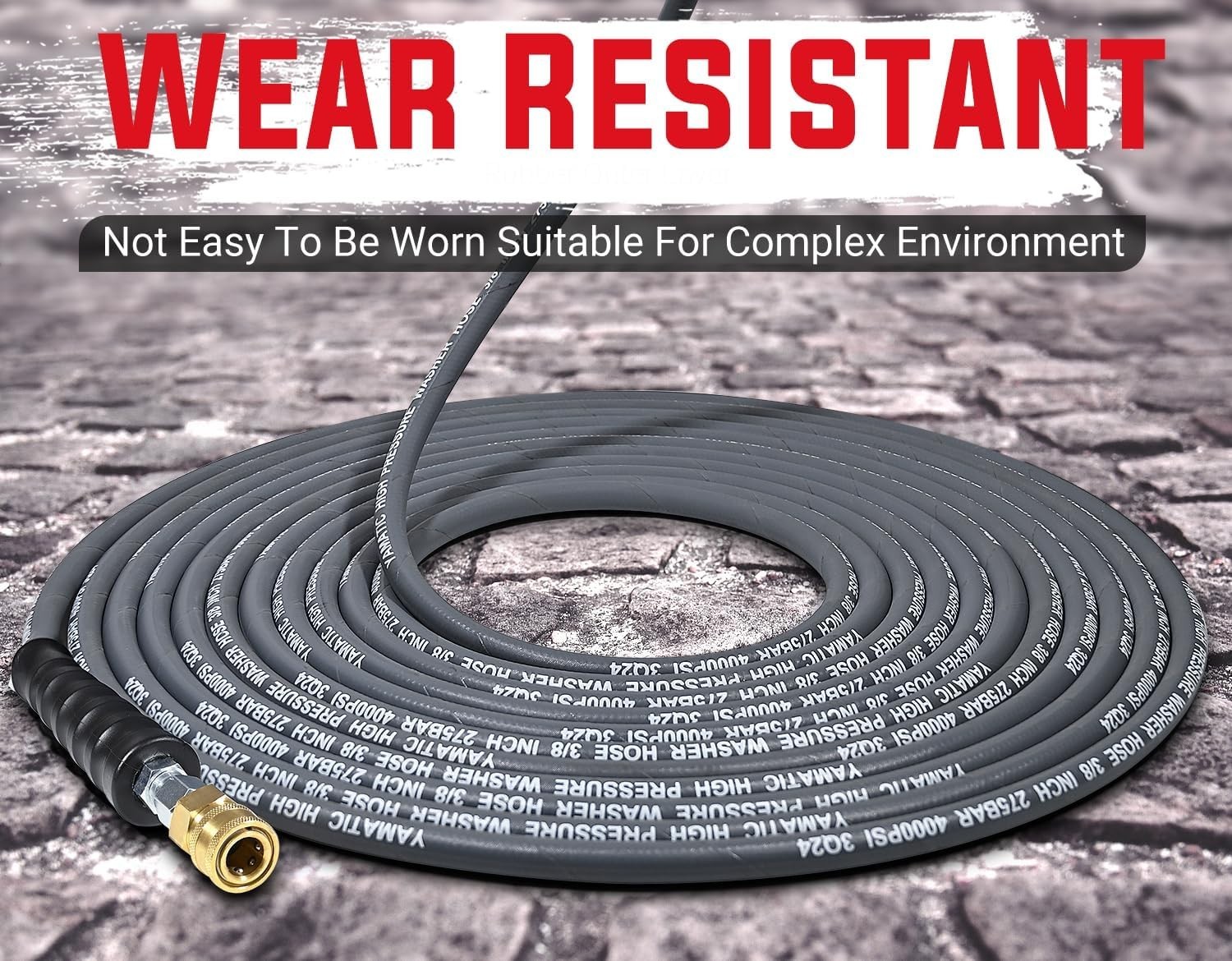 3/8″ ID Pressure Washer Hose 50 FT, 4000 PSI, Kink-Resistant 3/8Inch Swivel Q…