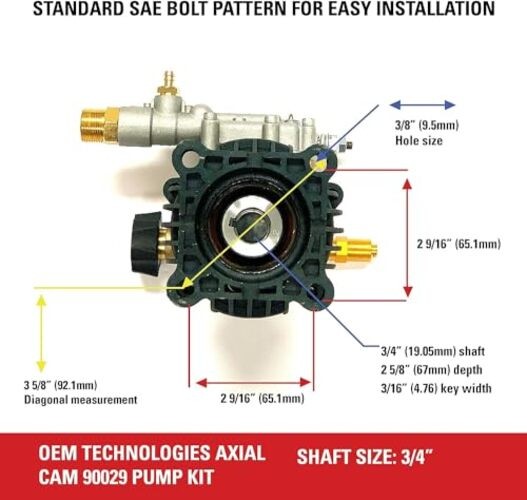 OEM Technologies 90029 Replacement Pressure Washer Pump Horizontal 3400 PSI