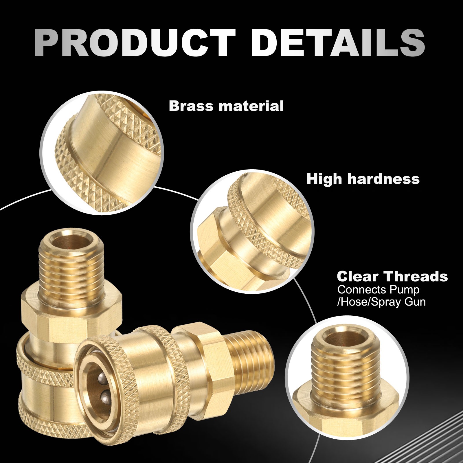 2Pcs Pressure Washer Adapter 1/4″ Female Quick Plug to M14 Female Brass Flat