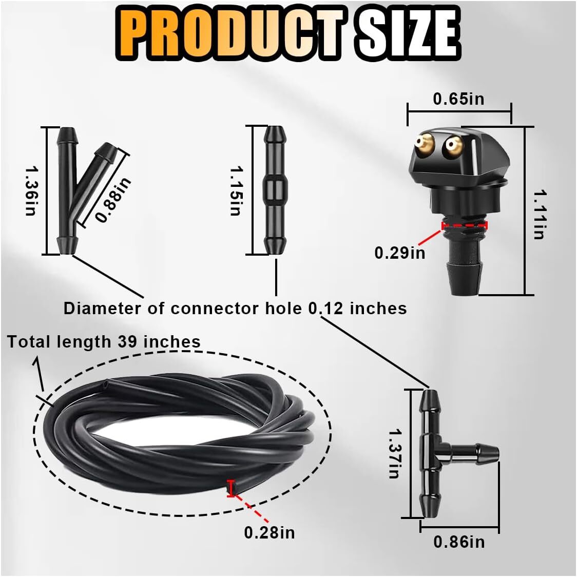 Car Front Windshield Washer Nozzles, Washer Nozzle Kit Car Double-hole Wiper..