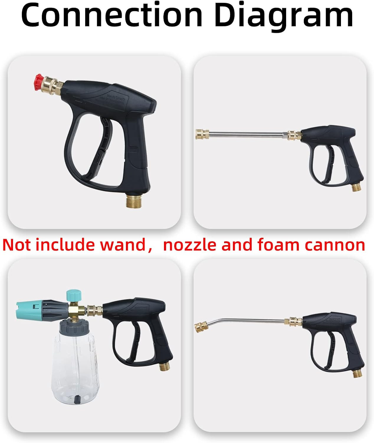 Sooprinse High Pressure Washer Gun 3000 PSI Max, Power Washer Short Gun with 1/4