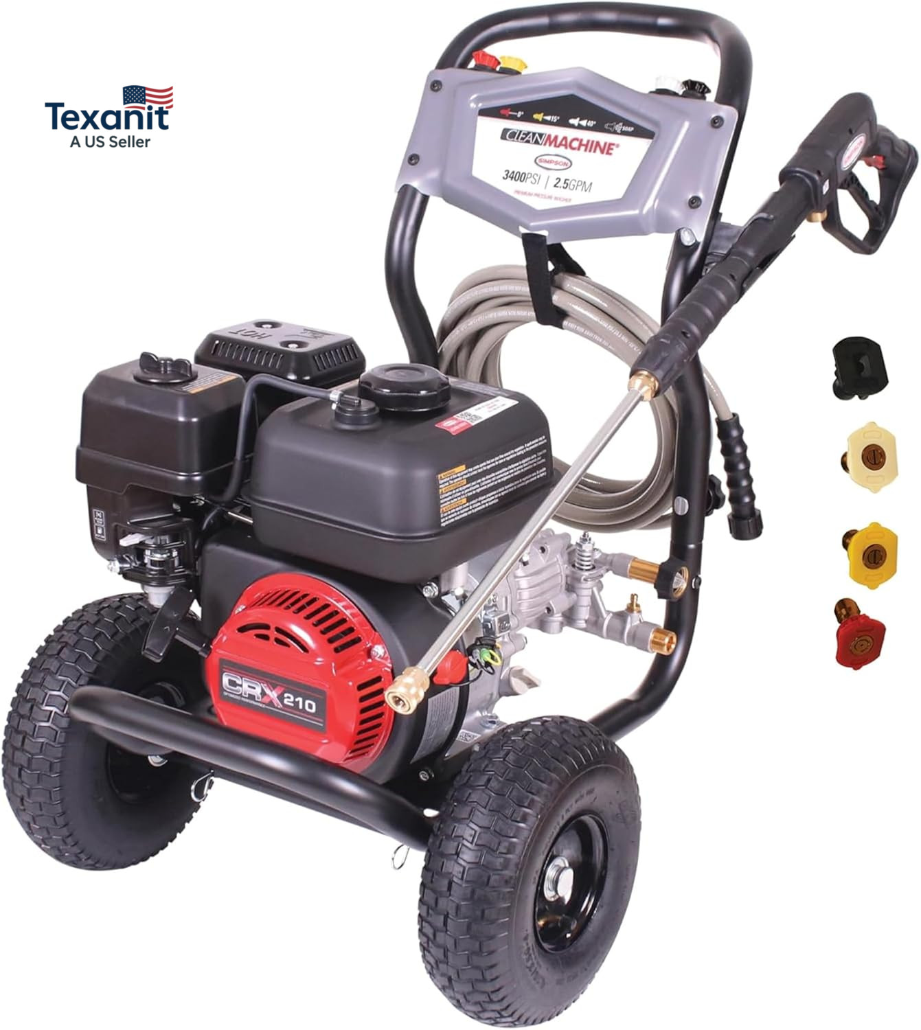 3400 PSI Gas Pressure Washer, 2.5 GPM Residential Power Washer, Cold Water, 25′