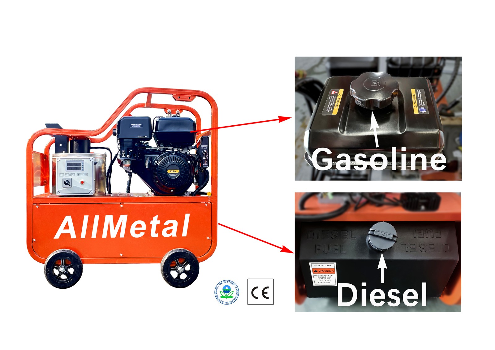 Commercial Portable Steam Pressure Washer 4.0GPM 4000PSI