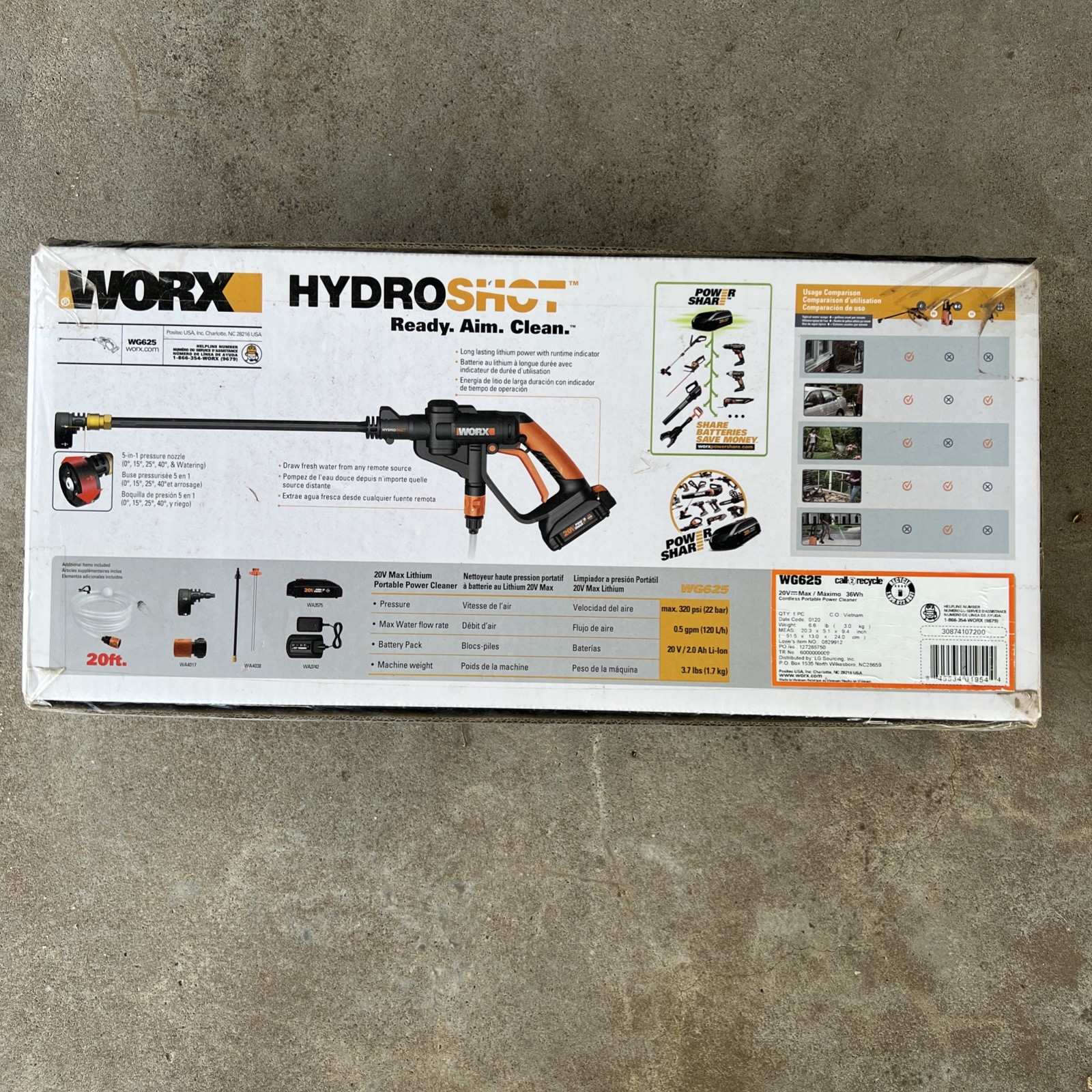 Worx Hydroshot WG625 Power Washer – New – Sealed – Fast Free Shipping!