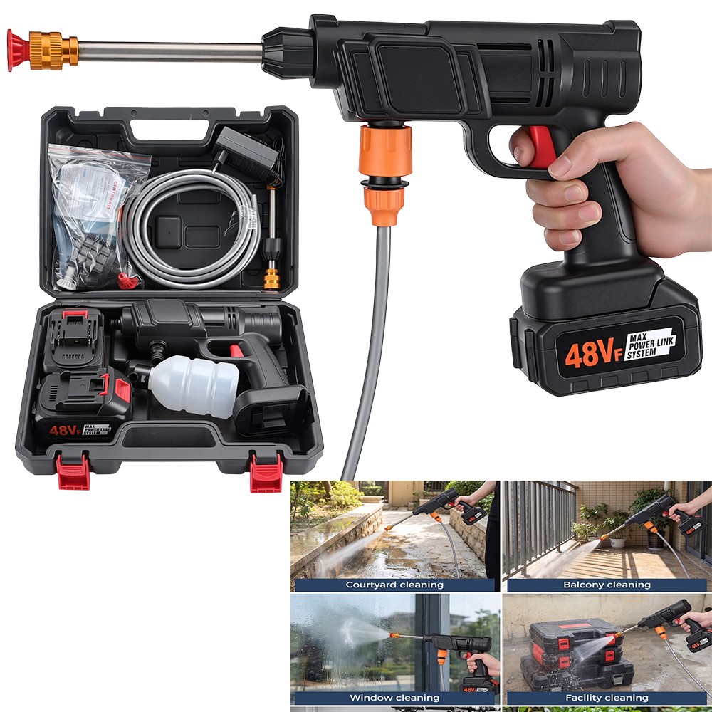 Portable Cordless Electric High Pressure Water Spray Gun Car Washer Cleaner Tool
