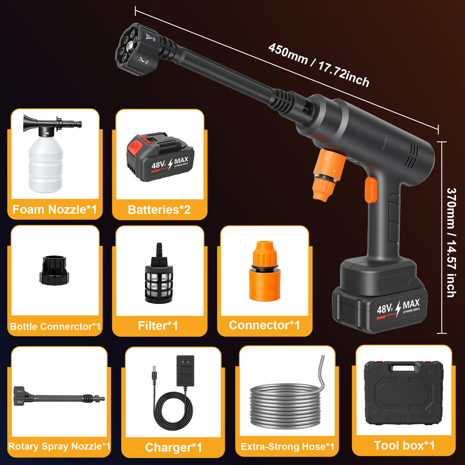 Cordless Electric High Pressure Water Spray Car Gun 900PSI Portable Washer Clean