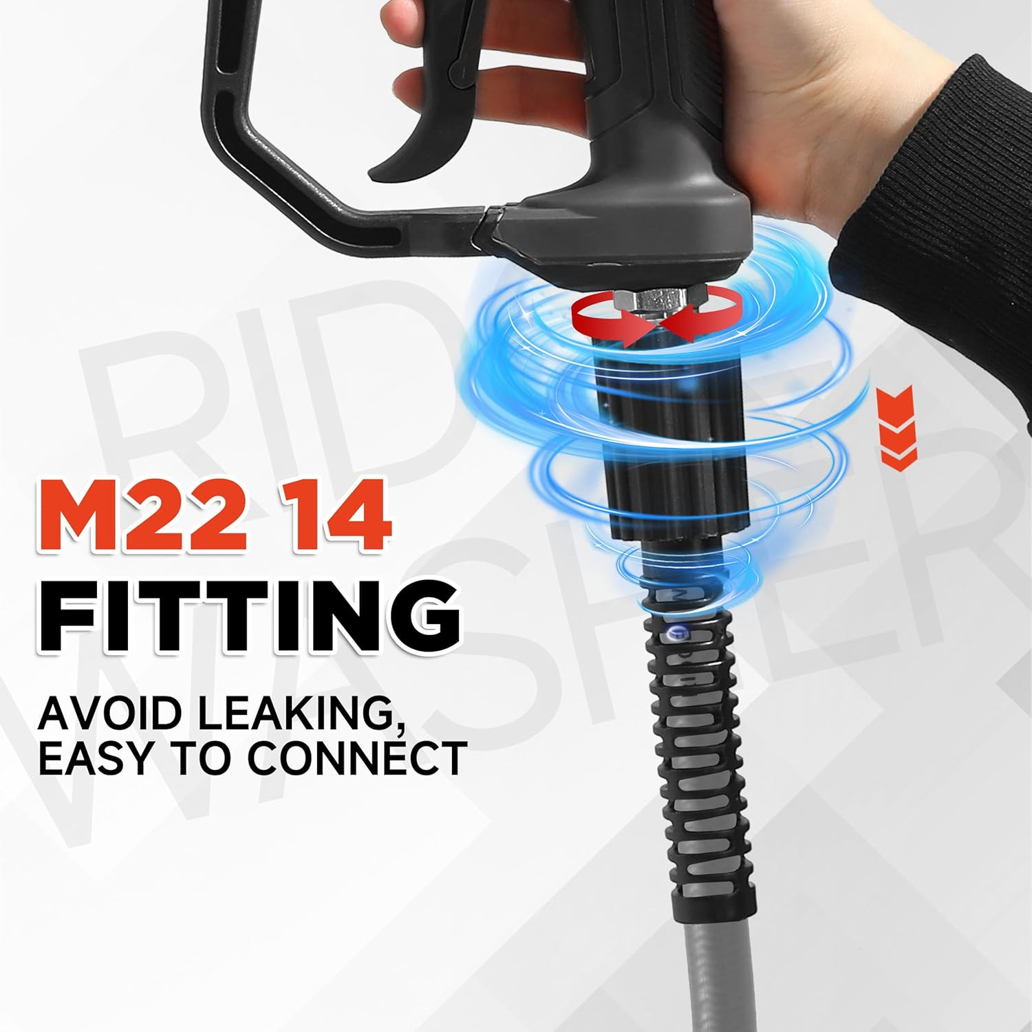 Pressure Washer Hose 100FT, 1/4 Inch Power Washer Hose with M22 14 Fitting, Kink