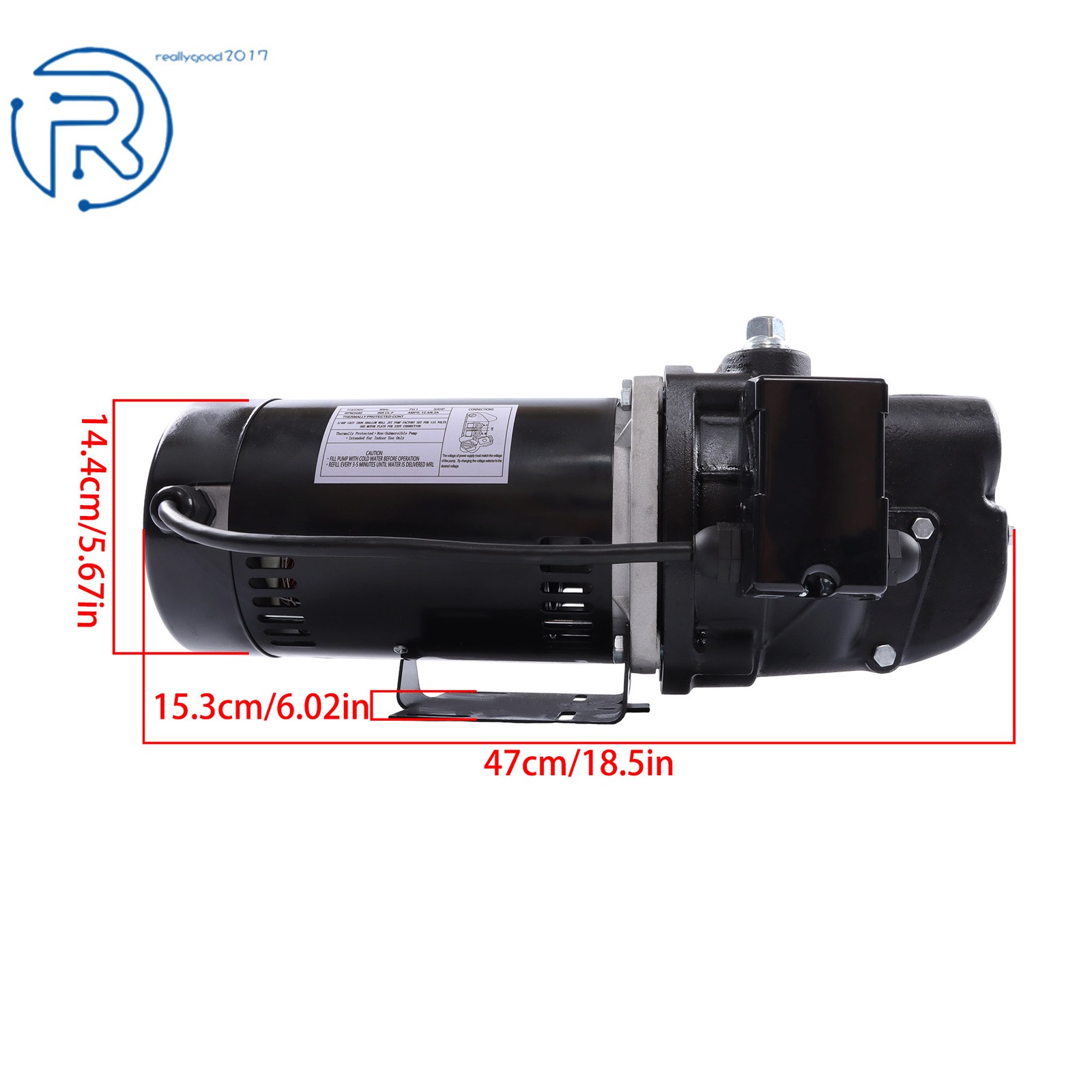 3/4 HP Heavy Duty SWS75 Shallow Well Jet Pump Up to 510 GPH 115/230V 3480RPM