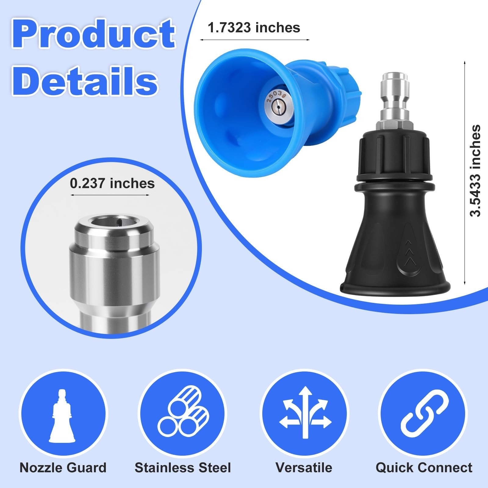 2 Pack Pressure Washer Nozzle Tips 25°/40° with Protector Holder, Quick Connect,