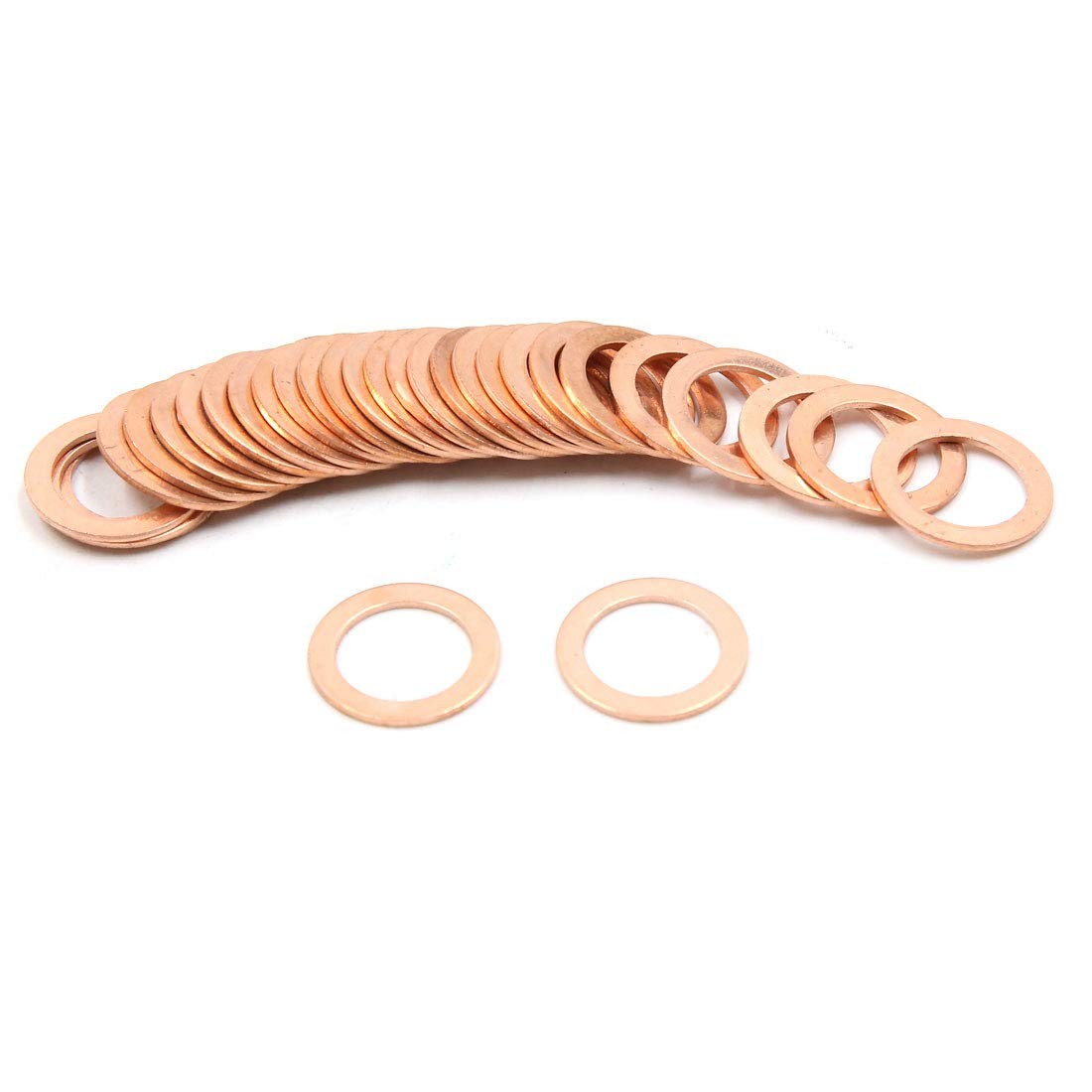 13mm Inner Dia Copper Crush Washers Flat Car Sealing Gaskets Rings 30pcs