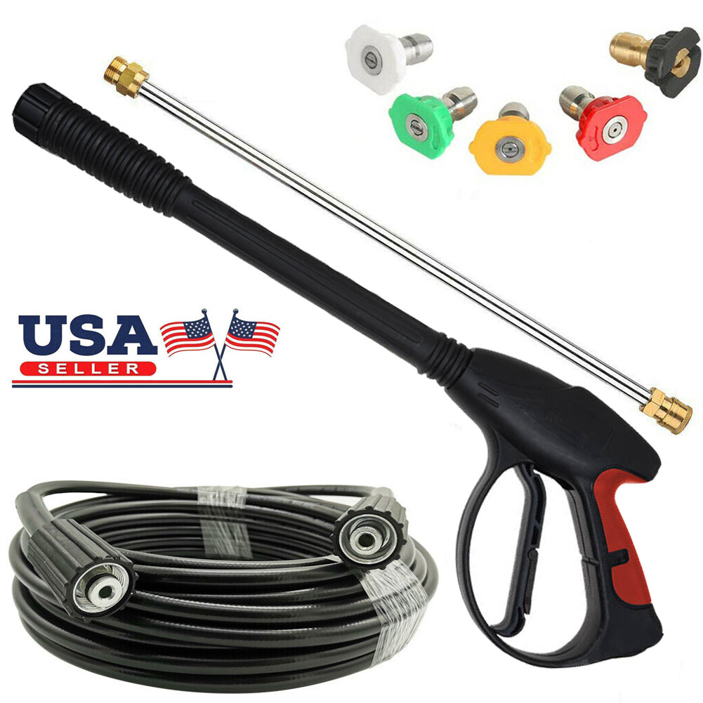 High Pressure Car Power Washer Spray Gun Wand Lance Nozzle Tips with Hose Kit
