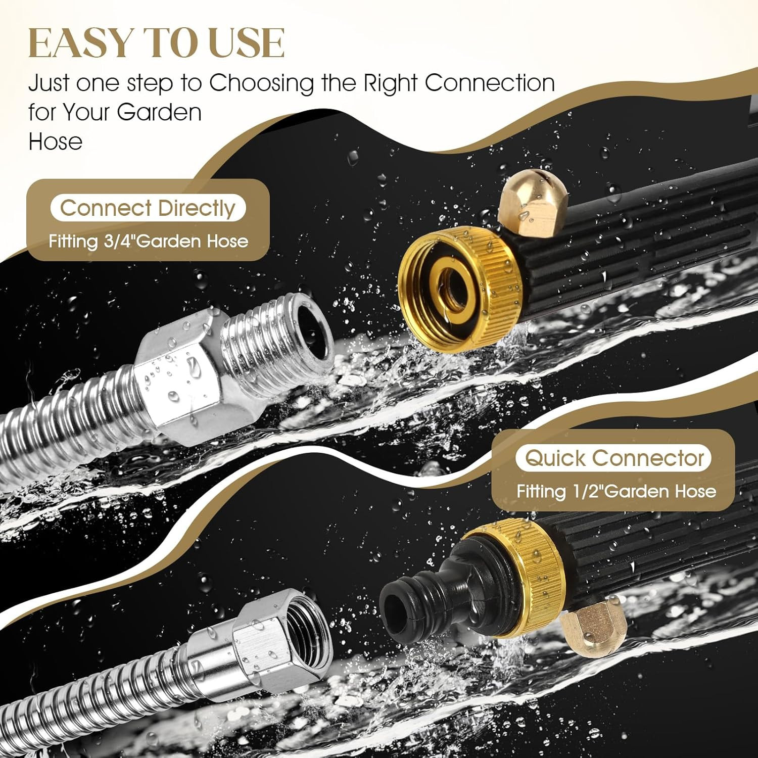 Jet Nozzle Power Washer for Garden, High Pressure Washer Tools with 2 Differe…