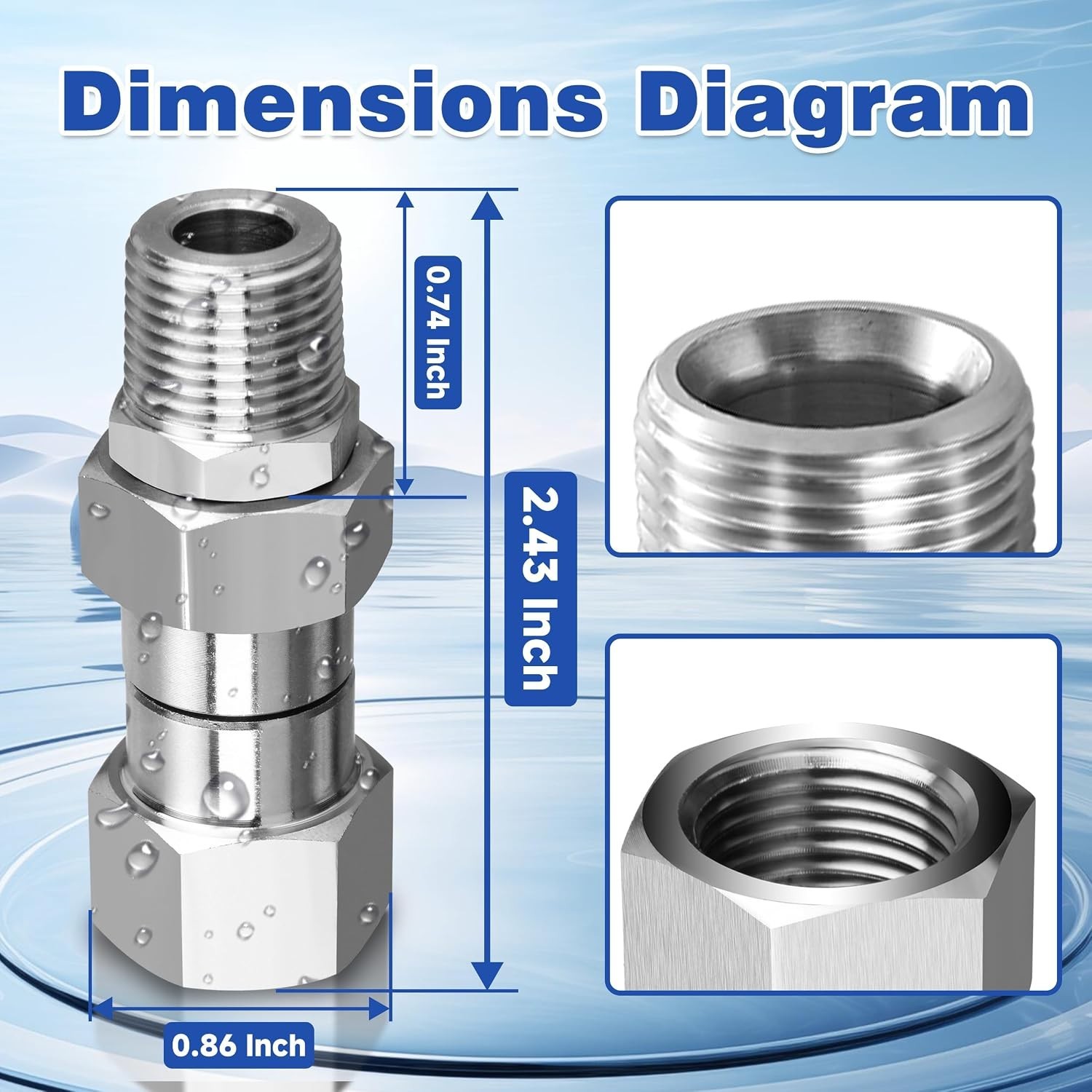 Professional 3/8″ NPT Swivel Fitting Set – 2 Pcs, 4500 PSI Anti-Twist Design