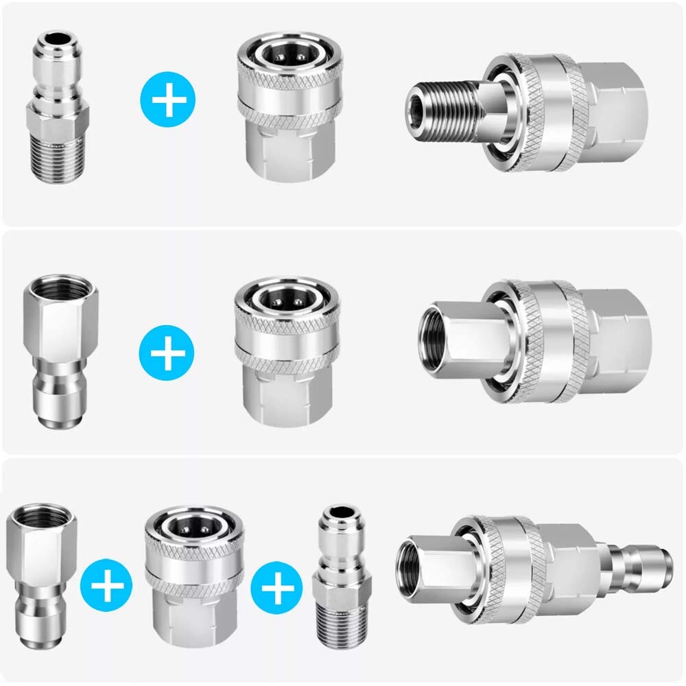 4Pcs NPT 3/8 Inch Pressure Washer Adapter Stainless Steel Quick Connect Fitting