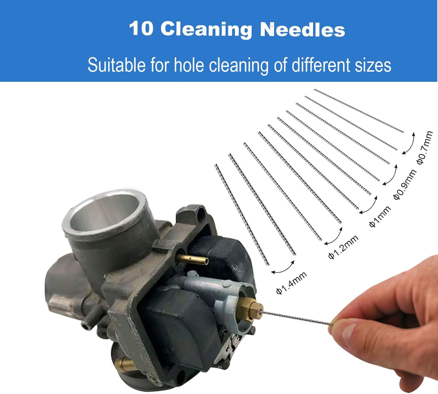 Carburetor Cleaning Kit, 13 Wires + 10 Needles + 5 Brushes + 1 Pick, Premium Tor
