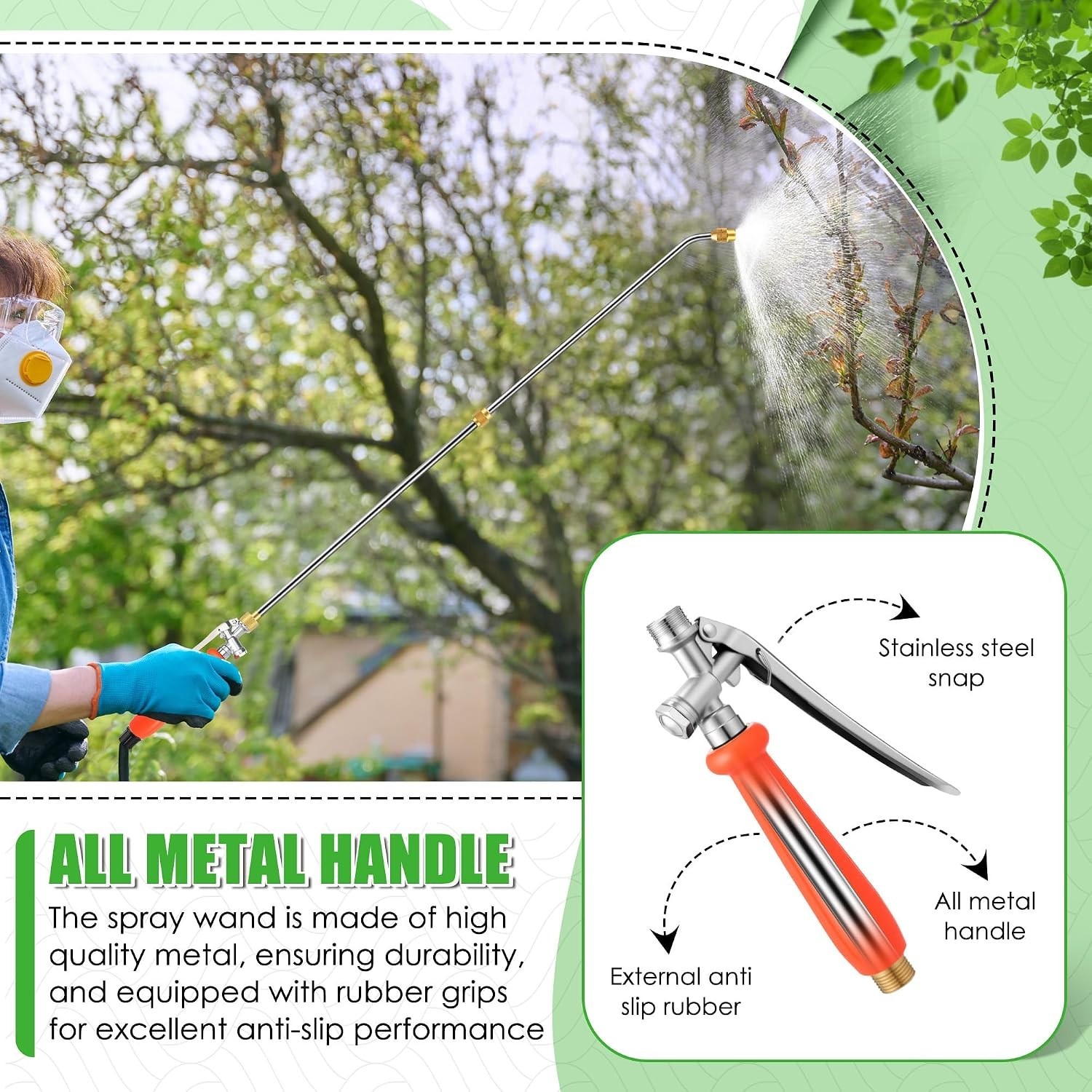 Retractable Stainless Steel Sprayer Wand with Hose and Locking Switch Function