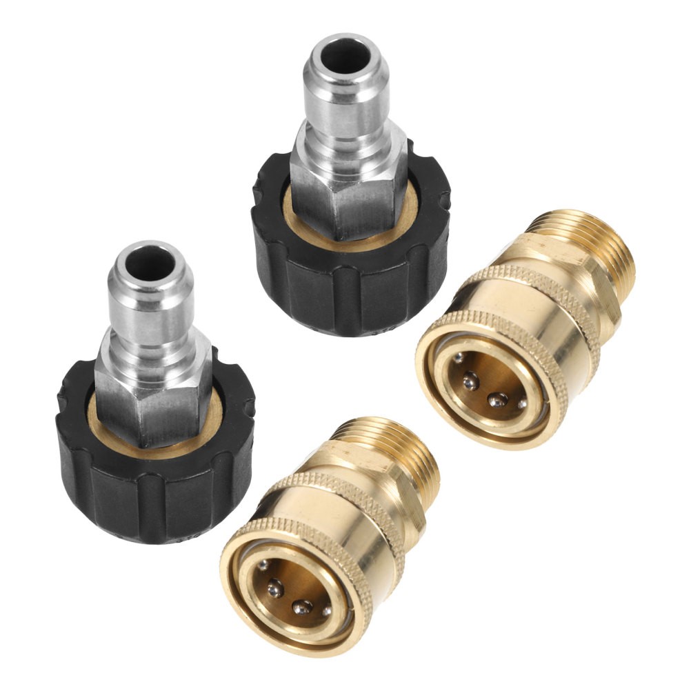2 Sets Reusable Brass Power Washer Hose Adapter Quick Connect Fittings Black