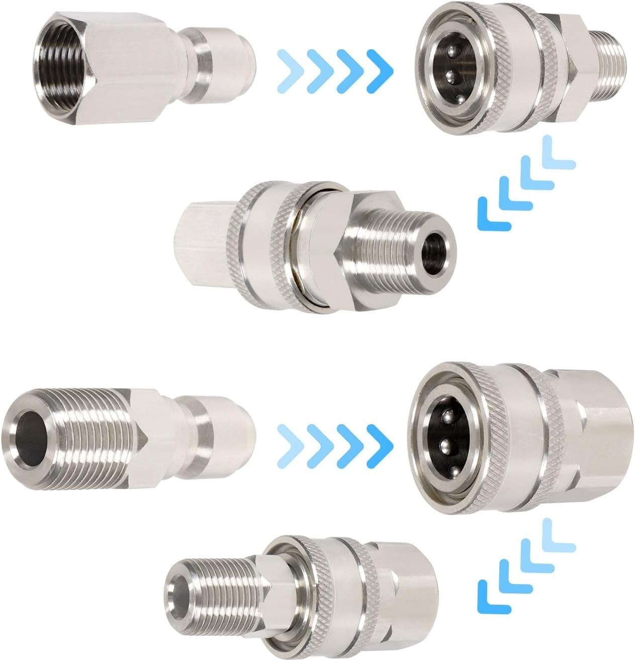 3/8 Inch Quick Connect Fittings for Pressure Washers Stainless Steel Adapter