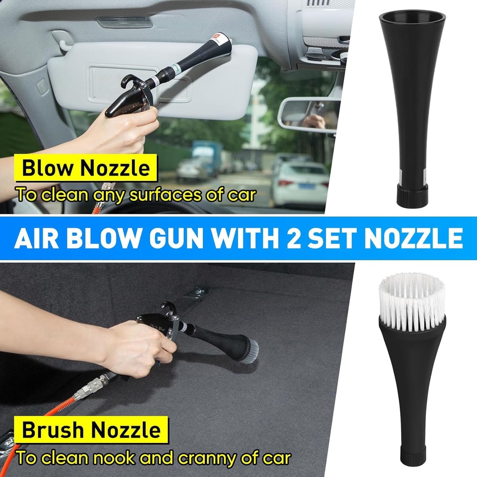 Car Detailing Air Cleaning Gun with 2 Nozzles – Remove Dirt & Dust Fast!