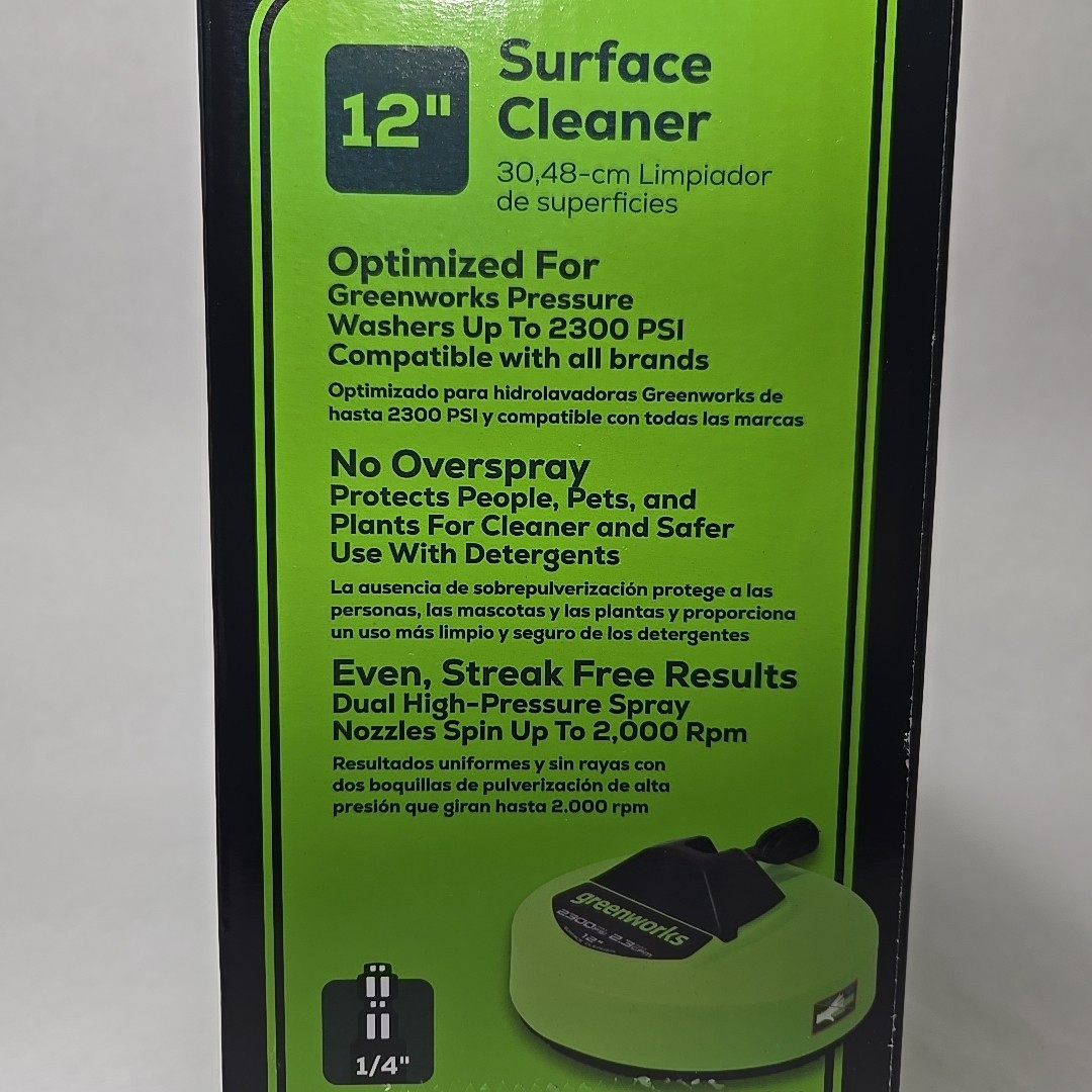 Greenworks 12″ Surface Cleaner For Electric Pressure Washer Max 2300 PSI