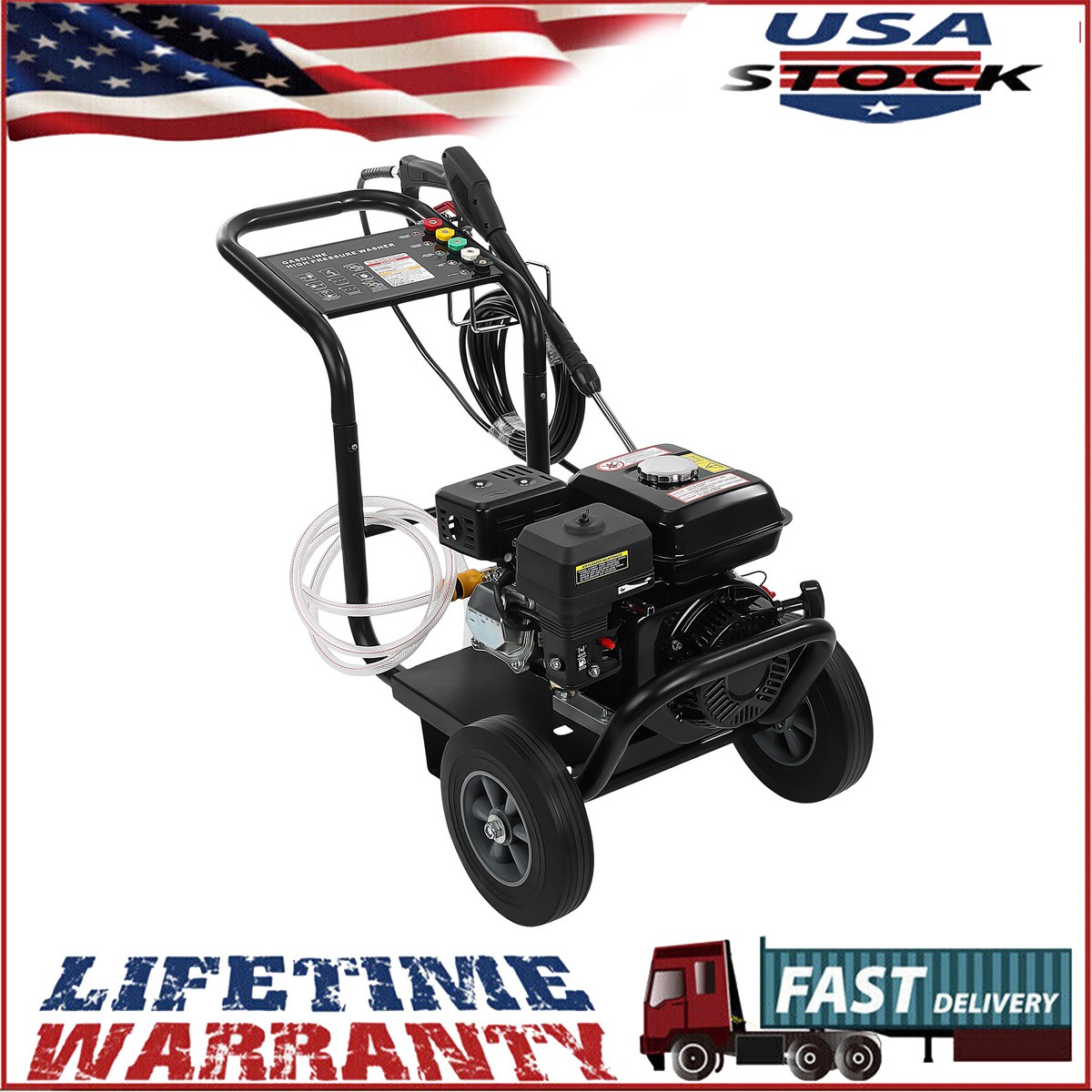 3500PSI Gas Pressure Washer Cold Water Gas Powered Washer 2.6GPM 212cc 5 Nozzles