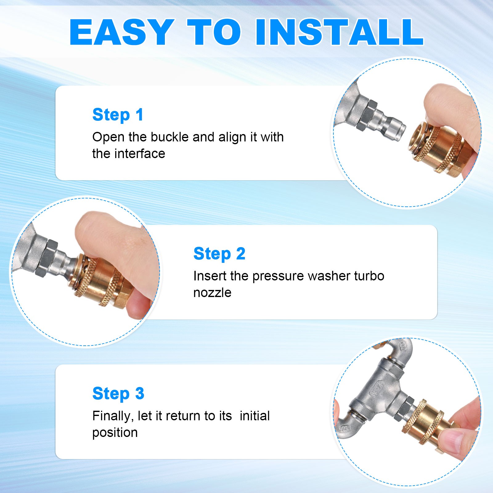 360° Rotating 4000 PSI Turbo Nozzle with 1/4″ Quick Connector[030, Blue]