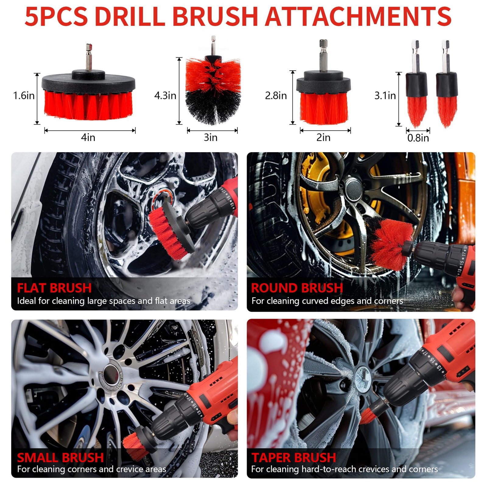 MIANYINGR 32Pcs Red Car Detailing Kit – Brush Set & Cleaning with Drill…