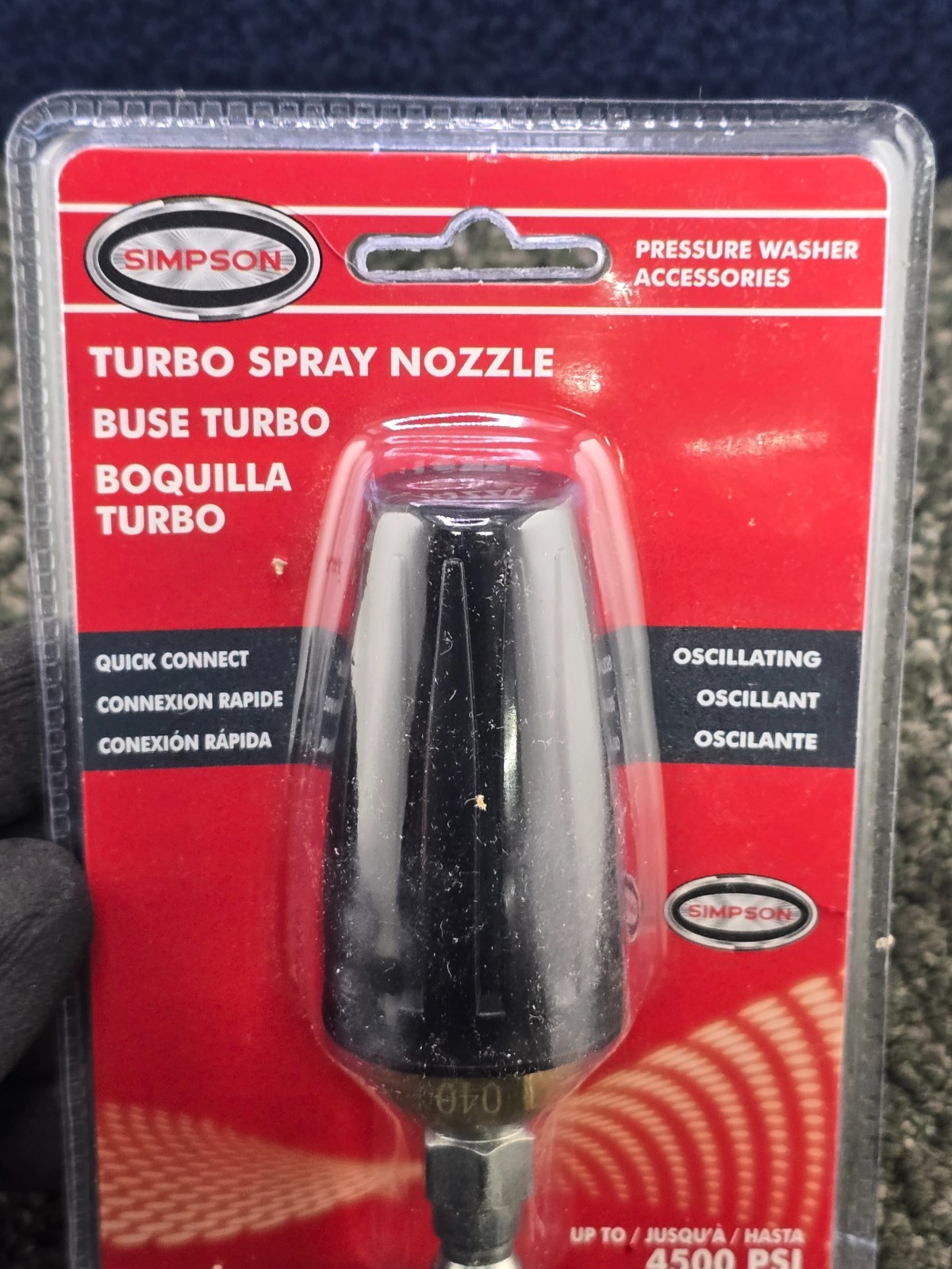 Simpson 80144 1/4-inch Turbo Pressure Washer Spray Nozzle 4500 PSI, 4.0 Orifice