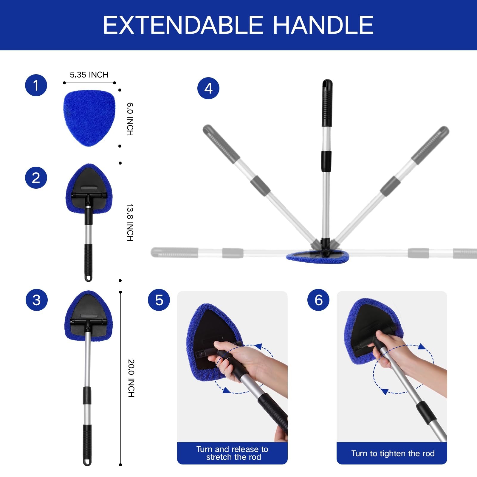 Qydipclin 10pcs Windshield Cleaning Tool Inside Car Window Cleaner Wash Blue