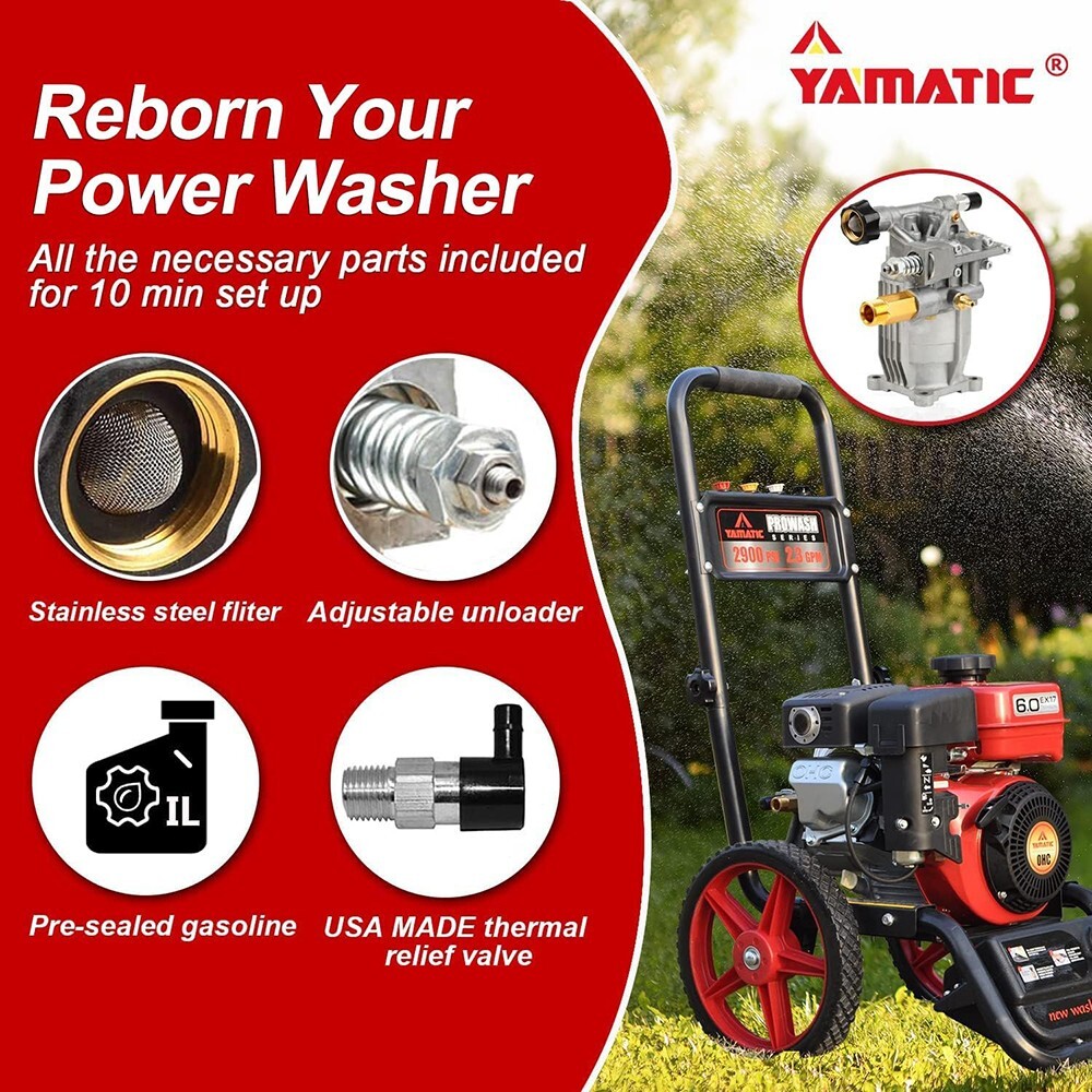 YAMATIC 3/4″ Shaft Horizontal 3400 PSI Pressure Washer Pump 7 HP