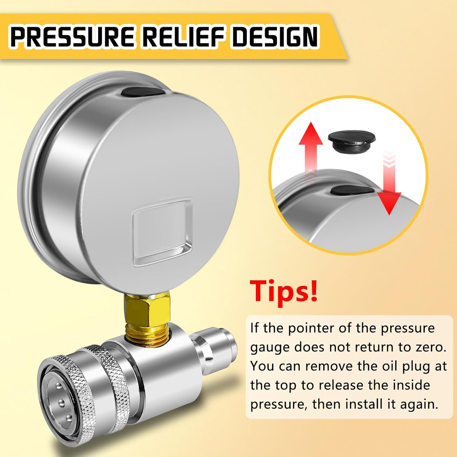 Boltigen Pressure Washer Gauge Kit, Pressure Gauge for Power Washer with 3/8Inch