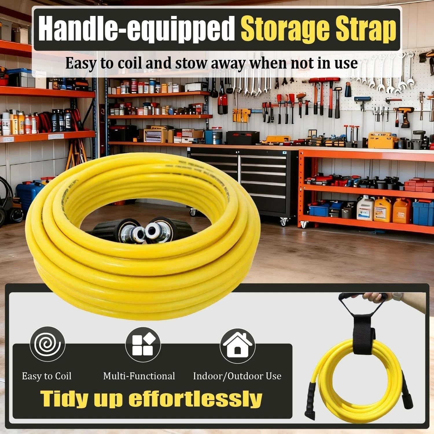 50FT Yellow Pressure Washer Hose – 4200 PSI with Quick-Connect Fittings