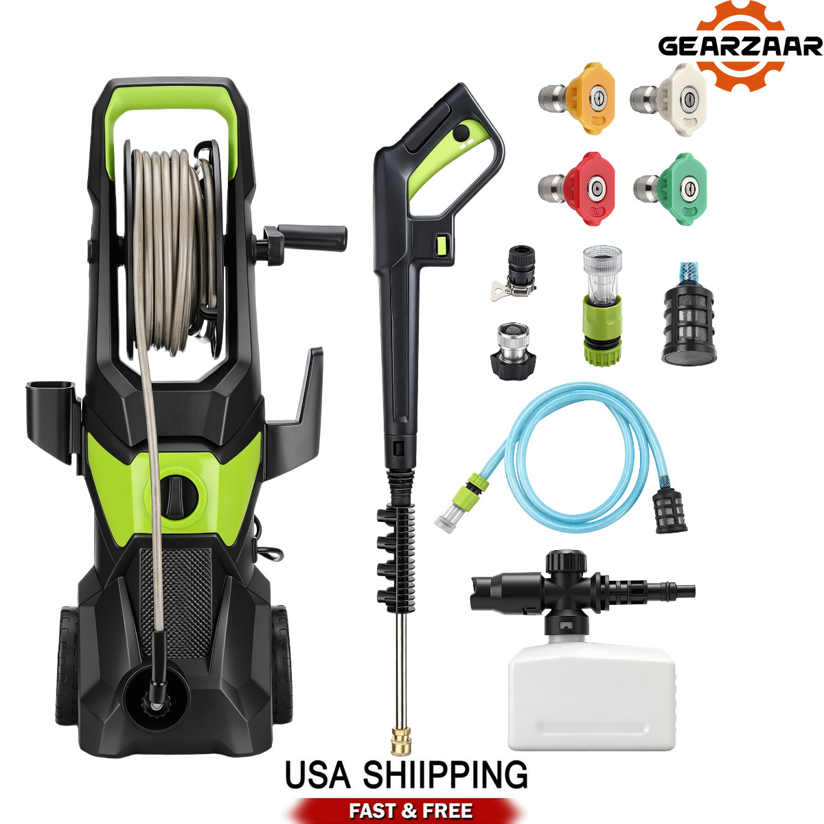 Electric High Pressure Washer 5000PSI 3.2GPM Power Washer With Hose Reel Portabl