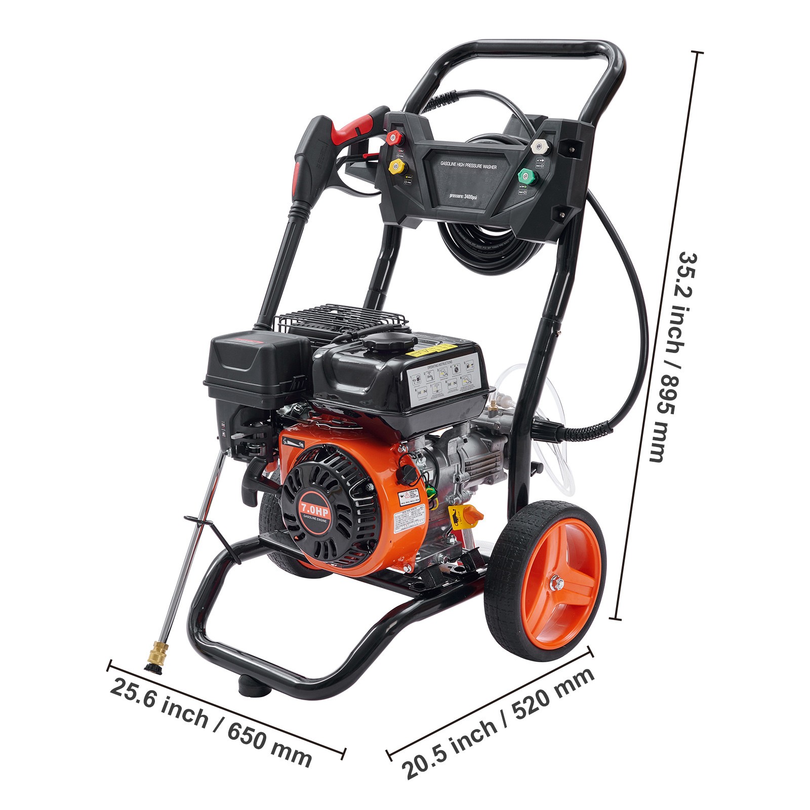 Uimoso Gas Pressure Washer Gas Powered Washer 3400 PSI 2.6 GPM 210cc 5 Nozzles