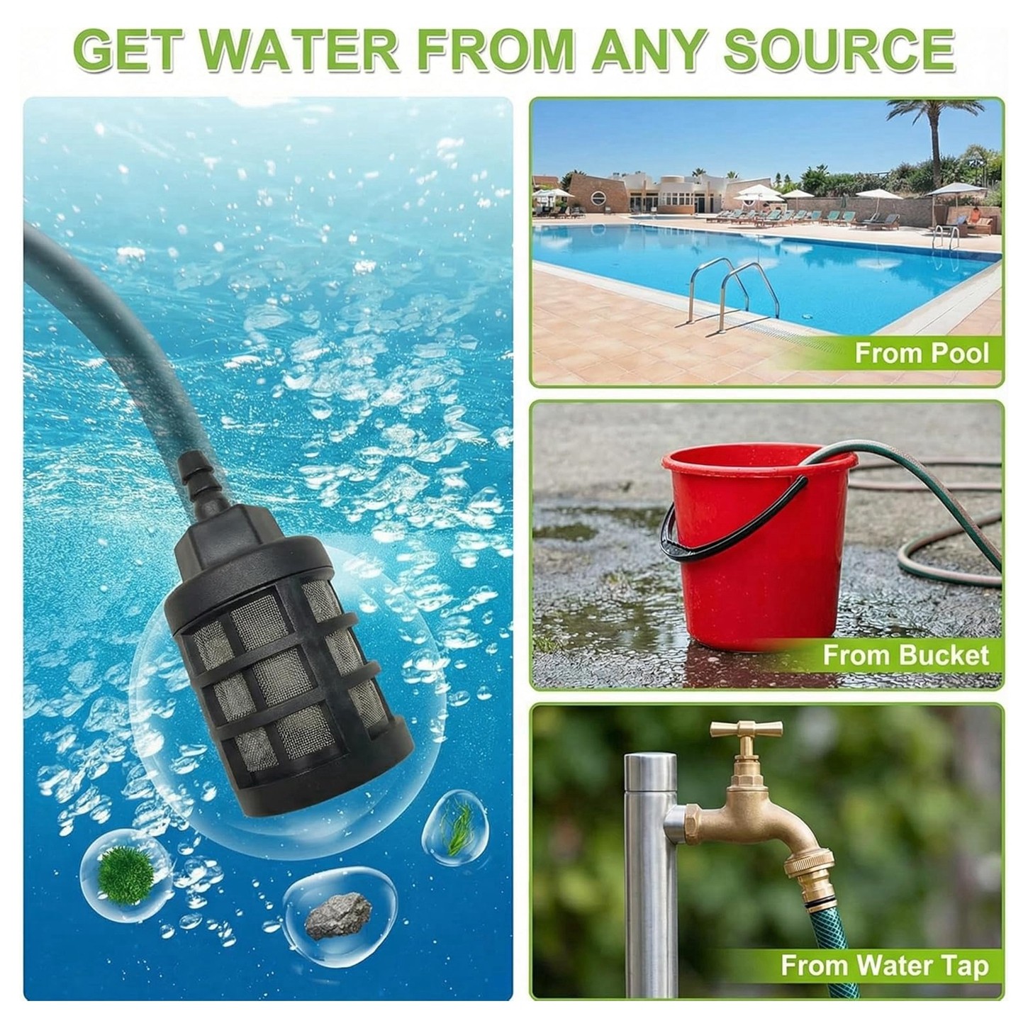 20V 500PSI 2.5GPM Cordless Cold Water Power Cleaner w/ 6-in-1 Nozzle & 26FT Hose