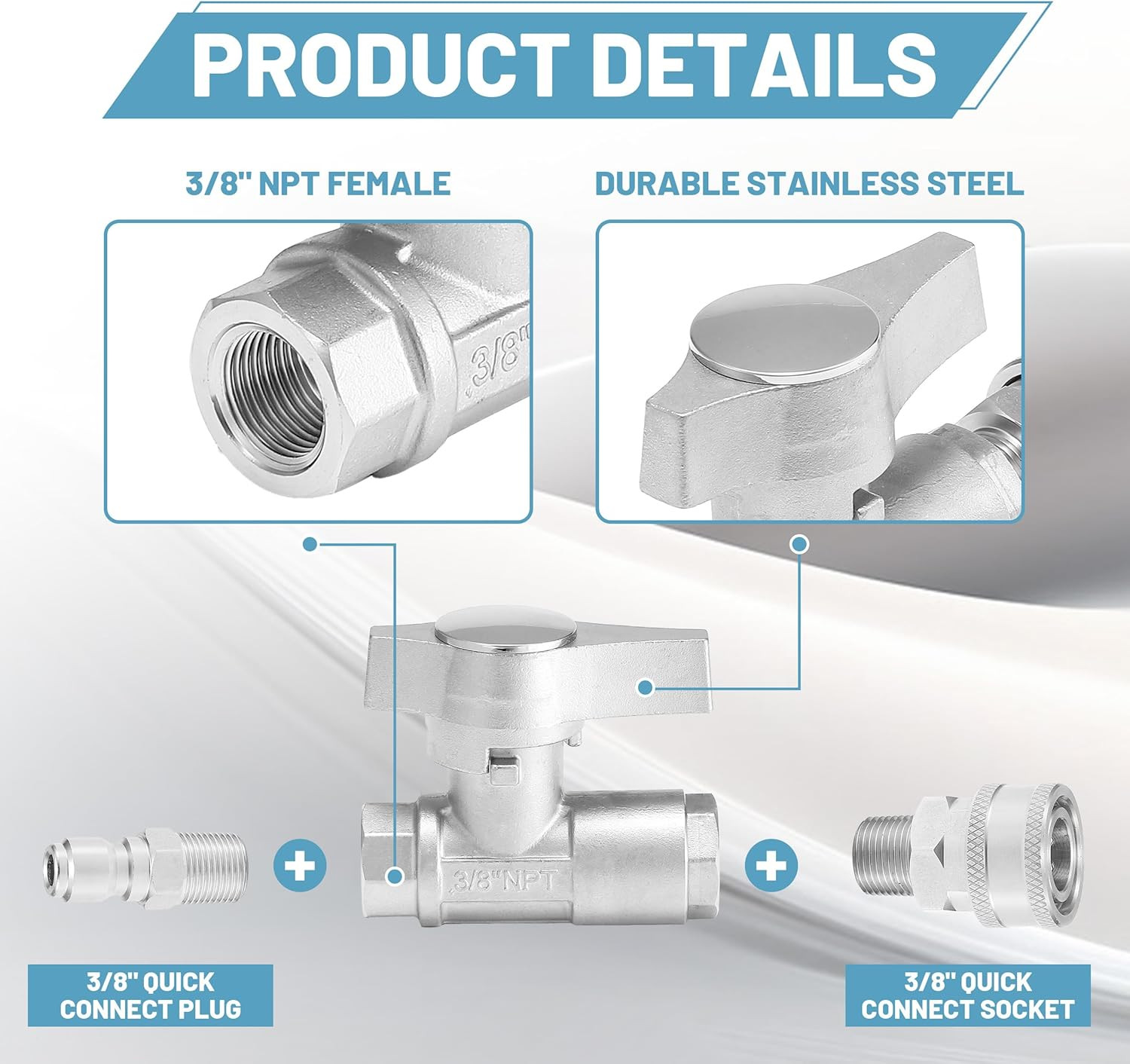 Ball Valve Pressure Washer, 3/8″ Quick Connect Ball Valve Kit, High Pressure Shu