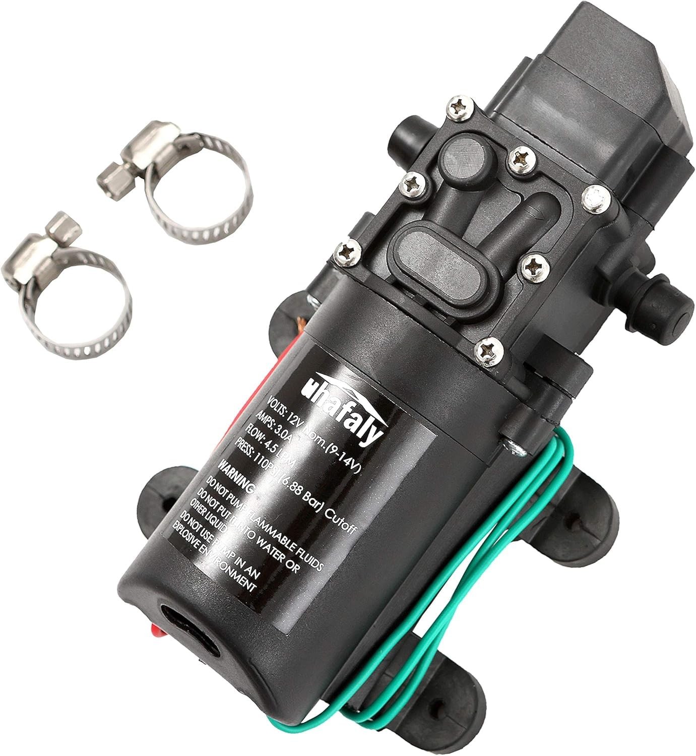 12V DC Fresh Water Pump with 2 Hose Clamp 12 Volt Diaphragm Pump Self Priming