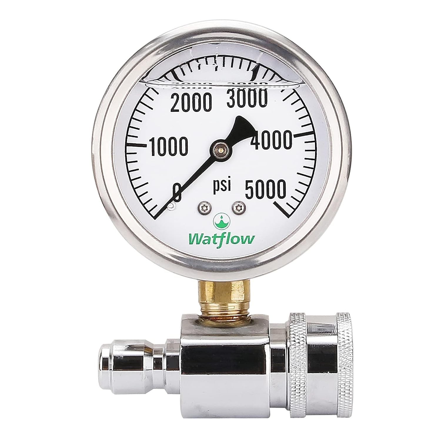 Watflow 2-1/2″ Pressure Washer Pressure Gauge Kit, 3/8 Inch Quick Connect, 0-500