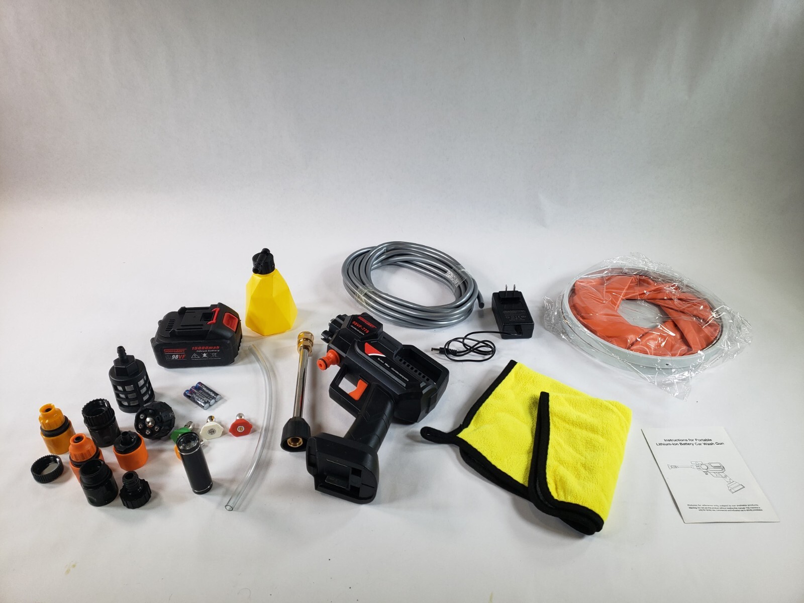 Cordless Portable Pressure Washer Max 870 PSI 6-in-1 Adjustable Nozzle 20ft Hose